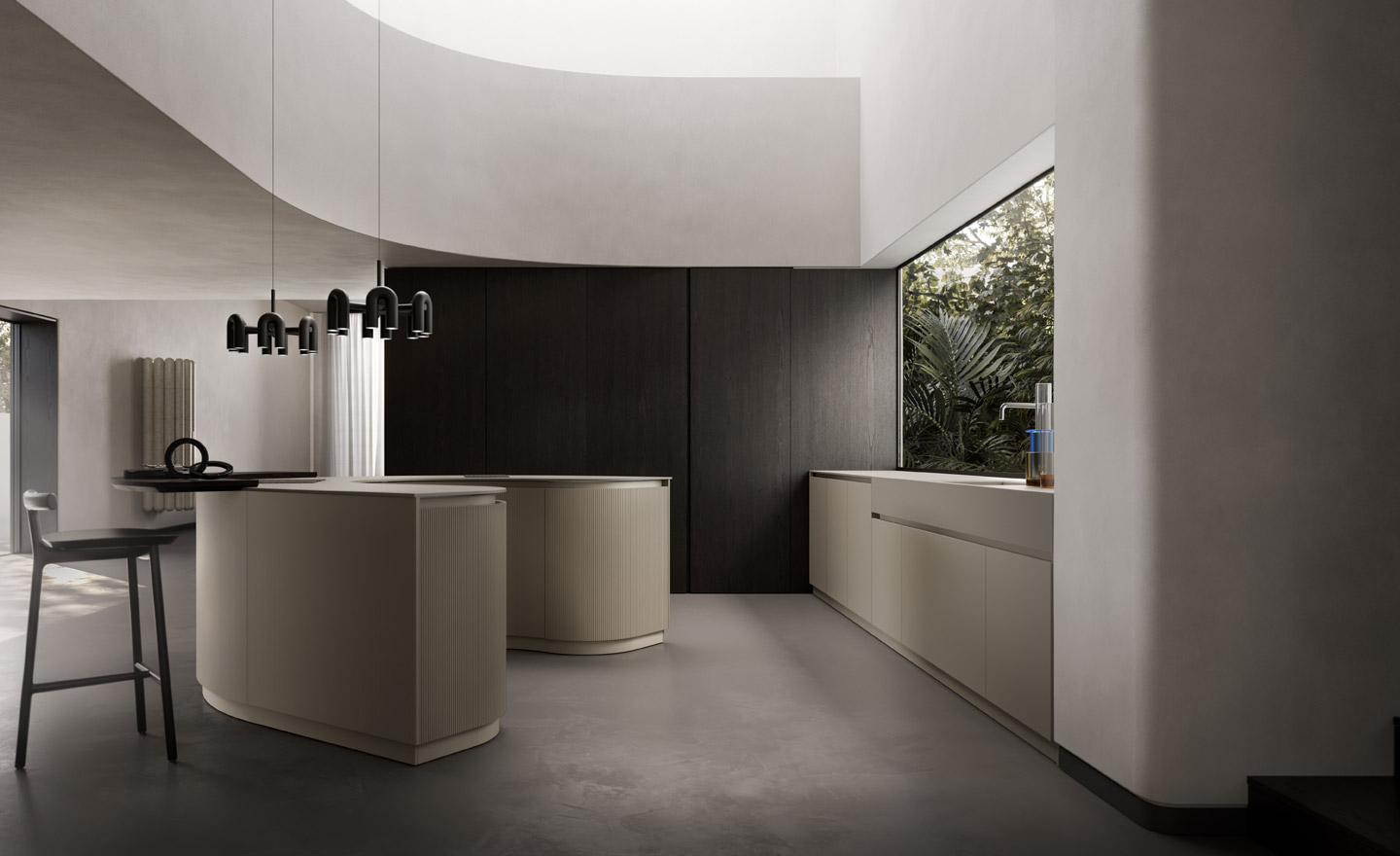 Arkè Shape kitchen - Tiered design - Pedini Kitchens
